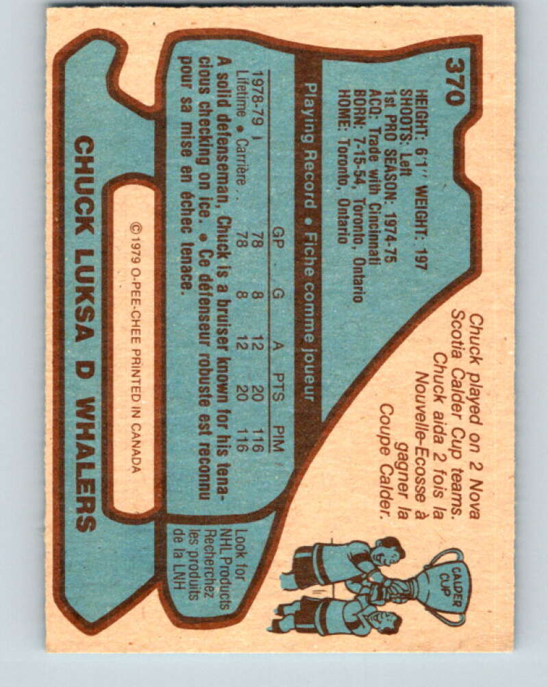 1979-80 O-Pee-Chee #370 Chuck Luksa RC Rookie Hartford Whalers V20500
