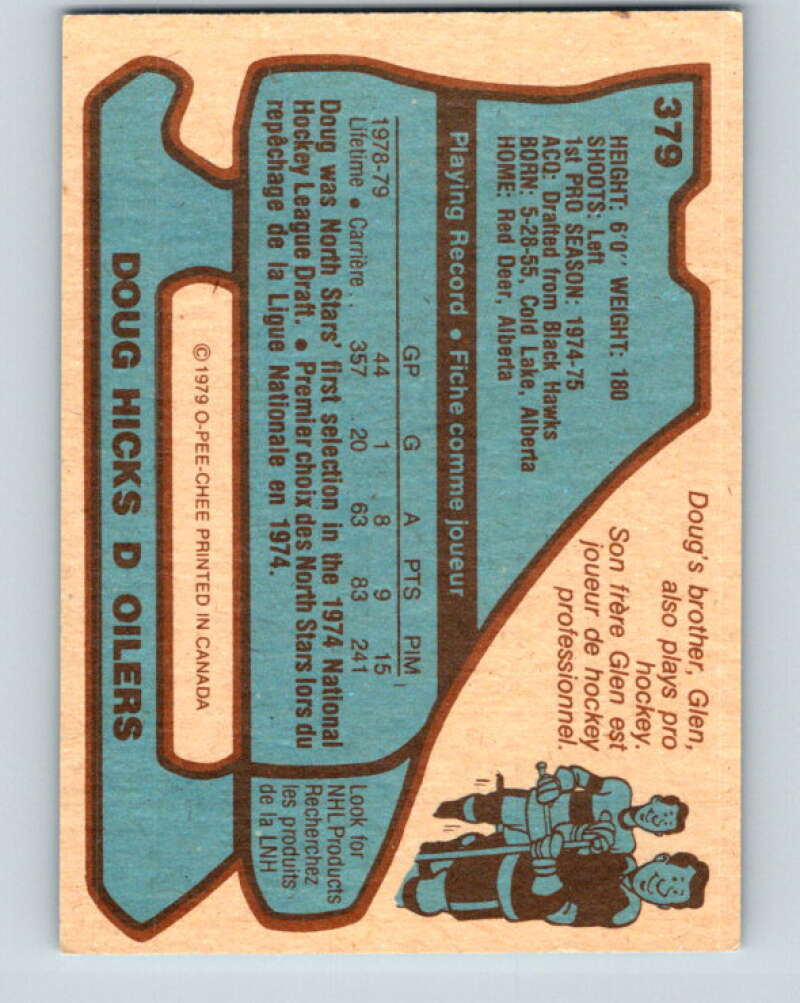 1979-80 O-Pee-Chee #379 Doug Hicks Edmonton Oilers V20606
