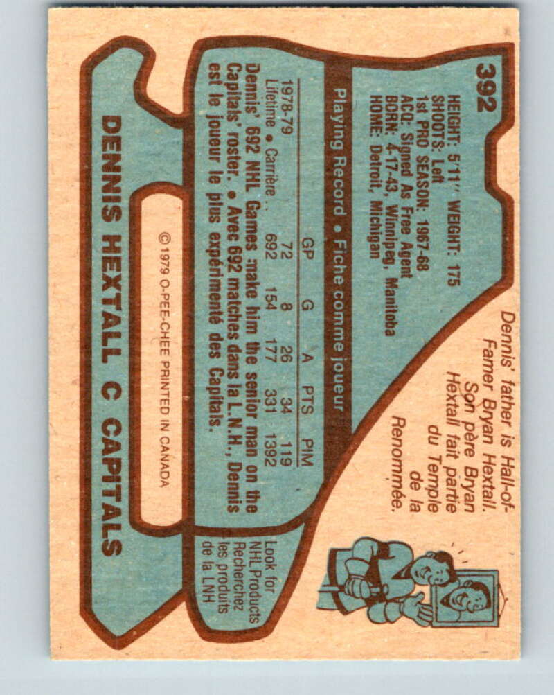 1979-80 O-Pee-Chee #392 Dennis Hextall Washington Capitals V20736