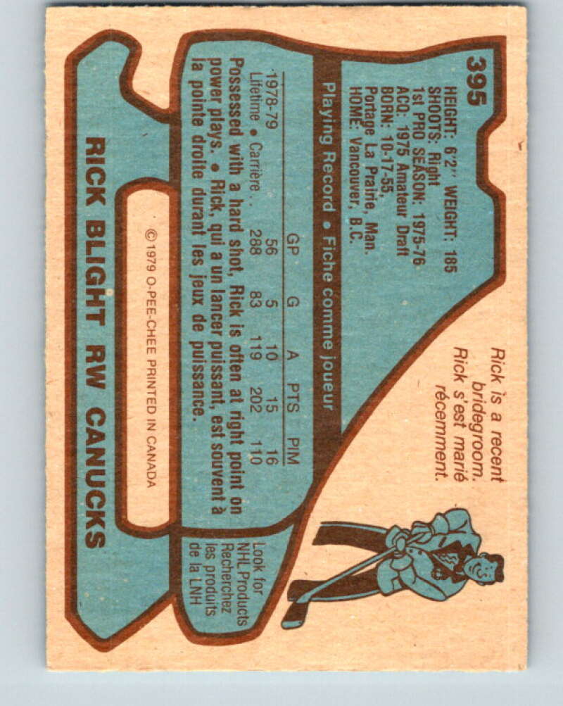1979-80 O-Pee-Chee #395 Rick Blight Vancouver Canucks V20756