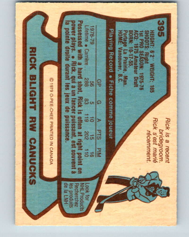 1979-80 O-Pee-Chee #395 Rick Blight Vancouver Canucks V20762