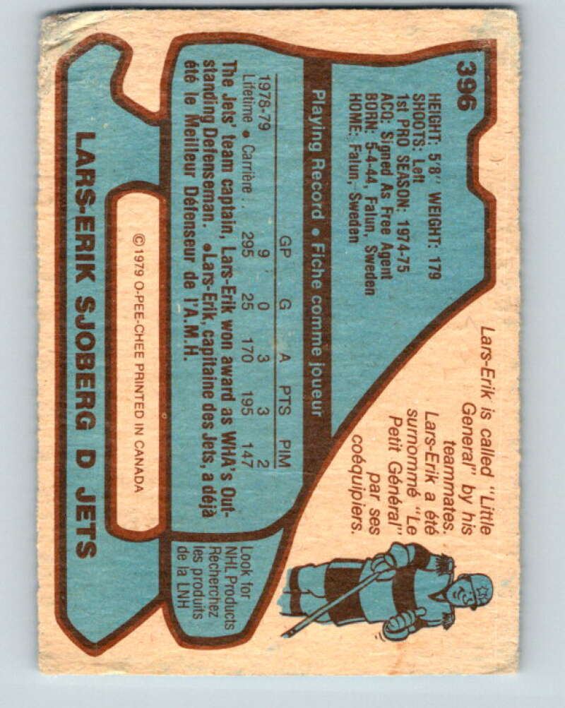 1979-80 O-Pee-Chee #396 Lars-Erik Sjoberg Winnipeg Jets V20767