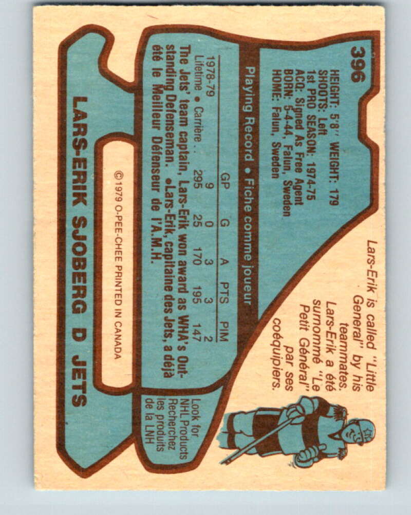 1979-80 O-Pee-Chee #396 Lars-Erik Sjoberg Winnipeg Jets V20768