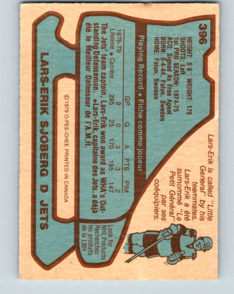 1979-80 O-Pee-Chee #396 Lars-Erik Sjoberg Winnipeg Jets V20769