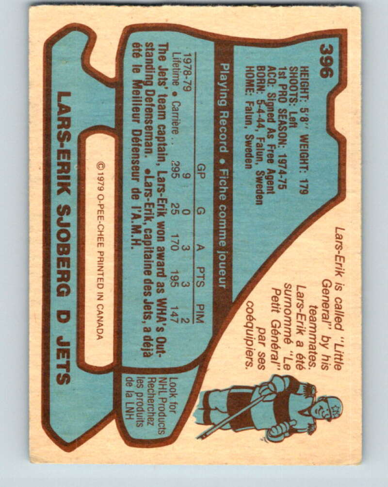 1979-80 O-Pee-Chee #396 Lars-Erik Sjoberg Winnipeg Jets V20772