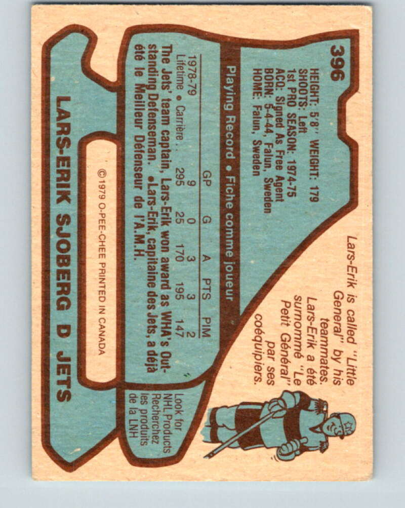 1979-80 O-Pee-Chee #396 Lars-Erik Sjoberg Winnipeg Jets V20773