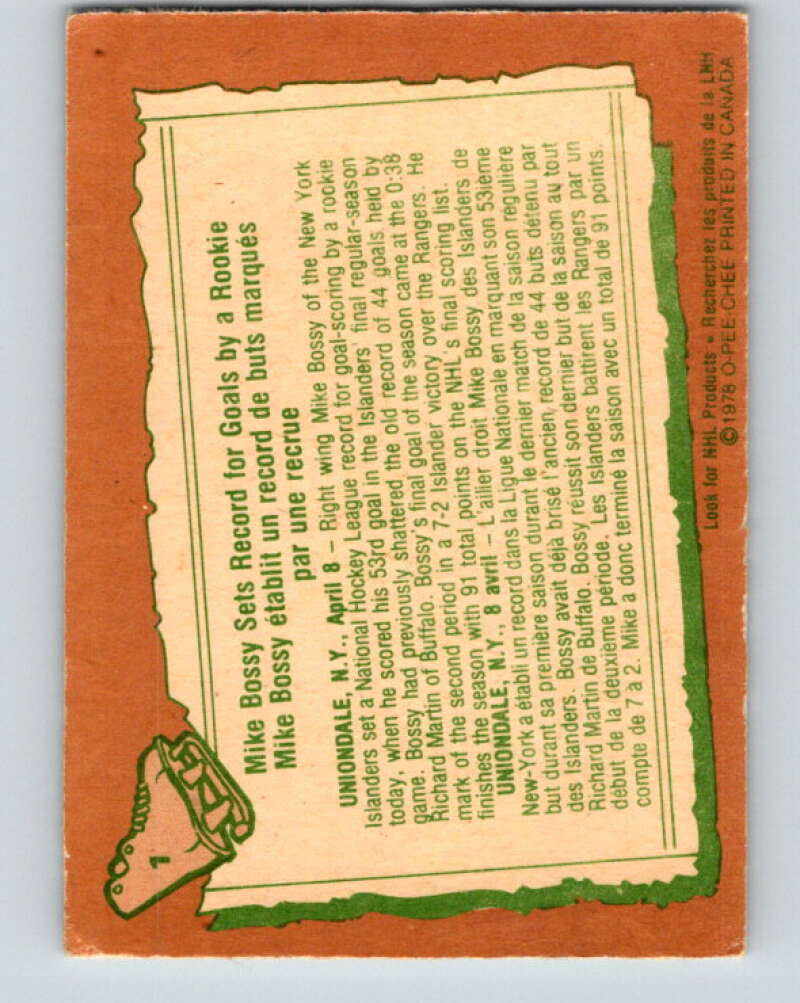 1978-79 O-Pee-Chee #1 Mike Bossy New York Islanders V20777