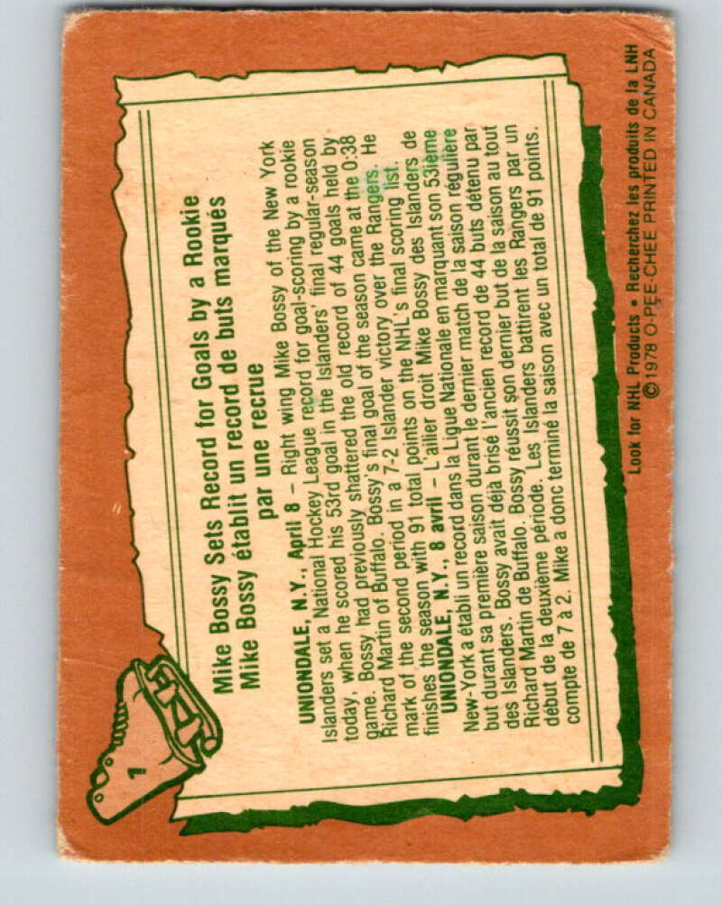 1978-79 O-Pee-Chee #1 Mike Bossy New York Islanders V20778