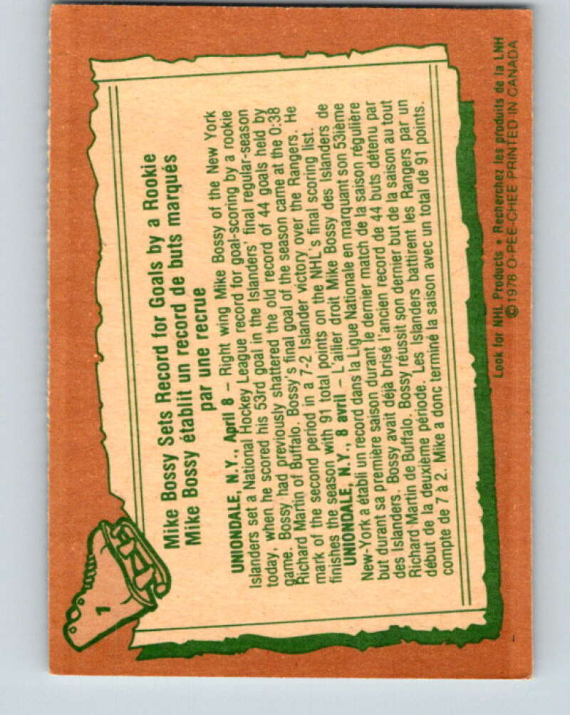 1978-79 O-Pee-Chee #1 Mike Bossy New York Islanders V20779