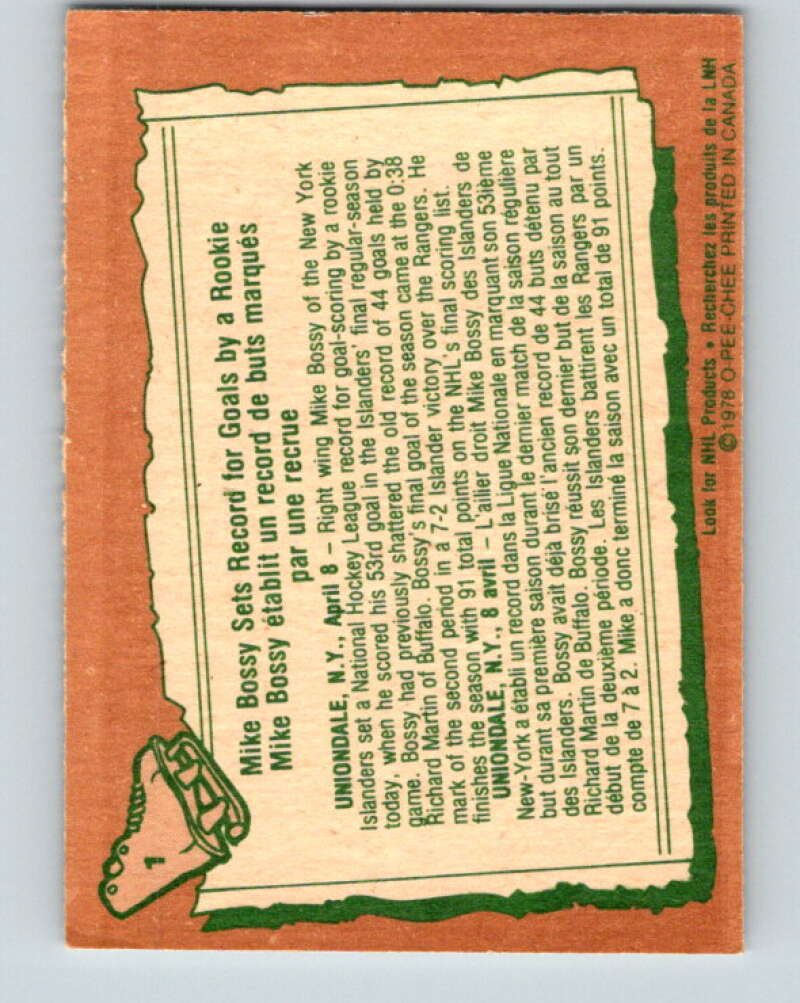 1978-79 O-Pee-Chee #1 Mike Bossy New York Islanders V20780