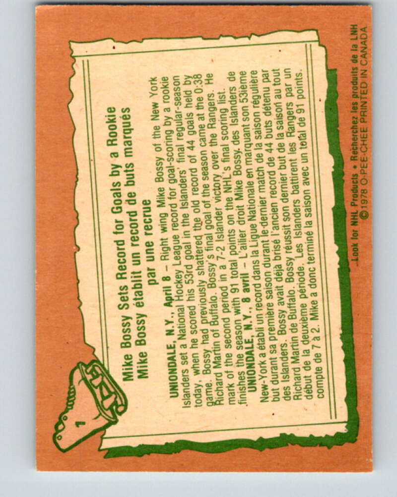 1978-79 O-Pee-Chee #1 Mike Bossy New York Islanders V20782