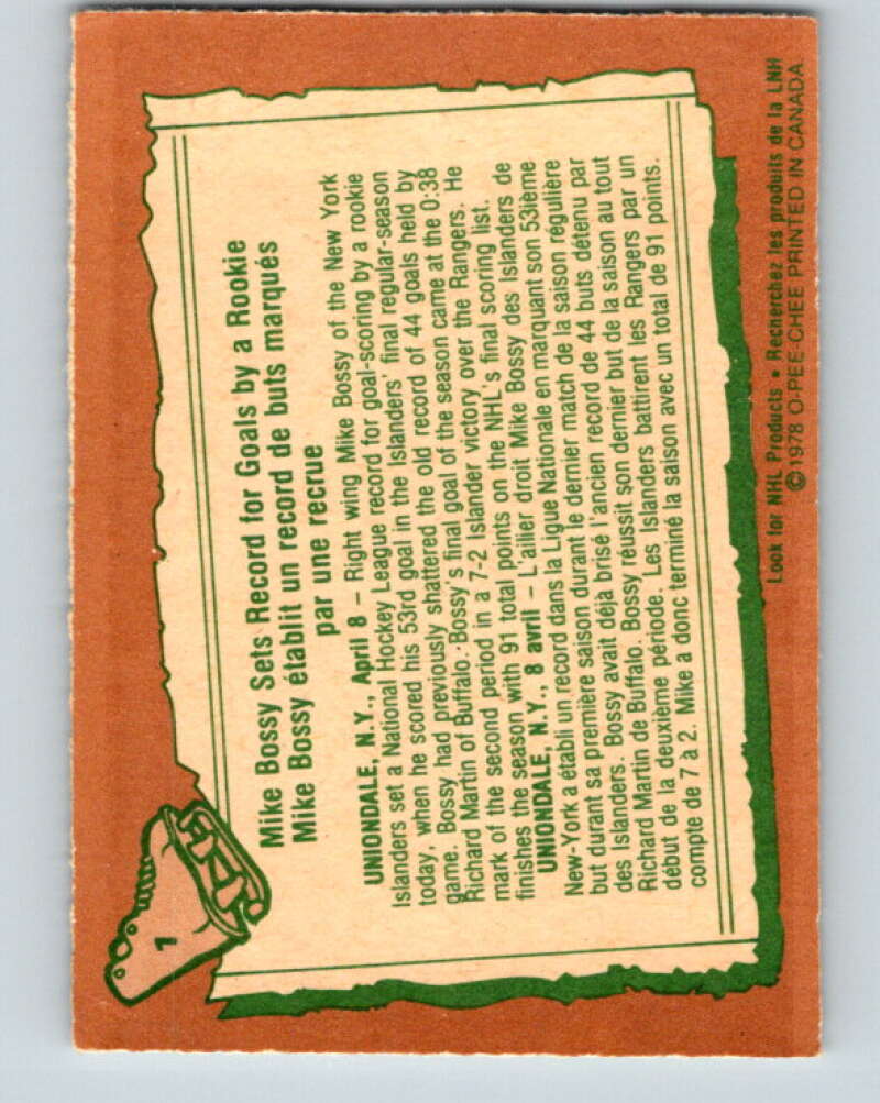 1978-79 O-Pee-Chee #1 Mike Bossy New York Islanders V20783