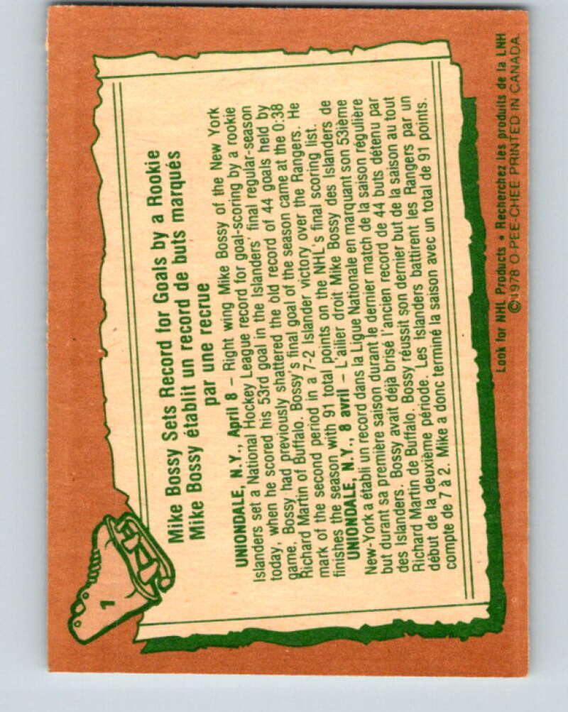1978-79 O-Pee-Chee #1 Mike Bossy New York Islanders V20785