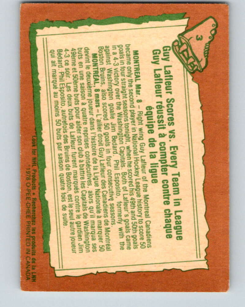 1978-79 O-Pee-Chee #3 Guy Lafleur Montreal Canadiens V20803