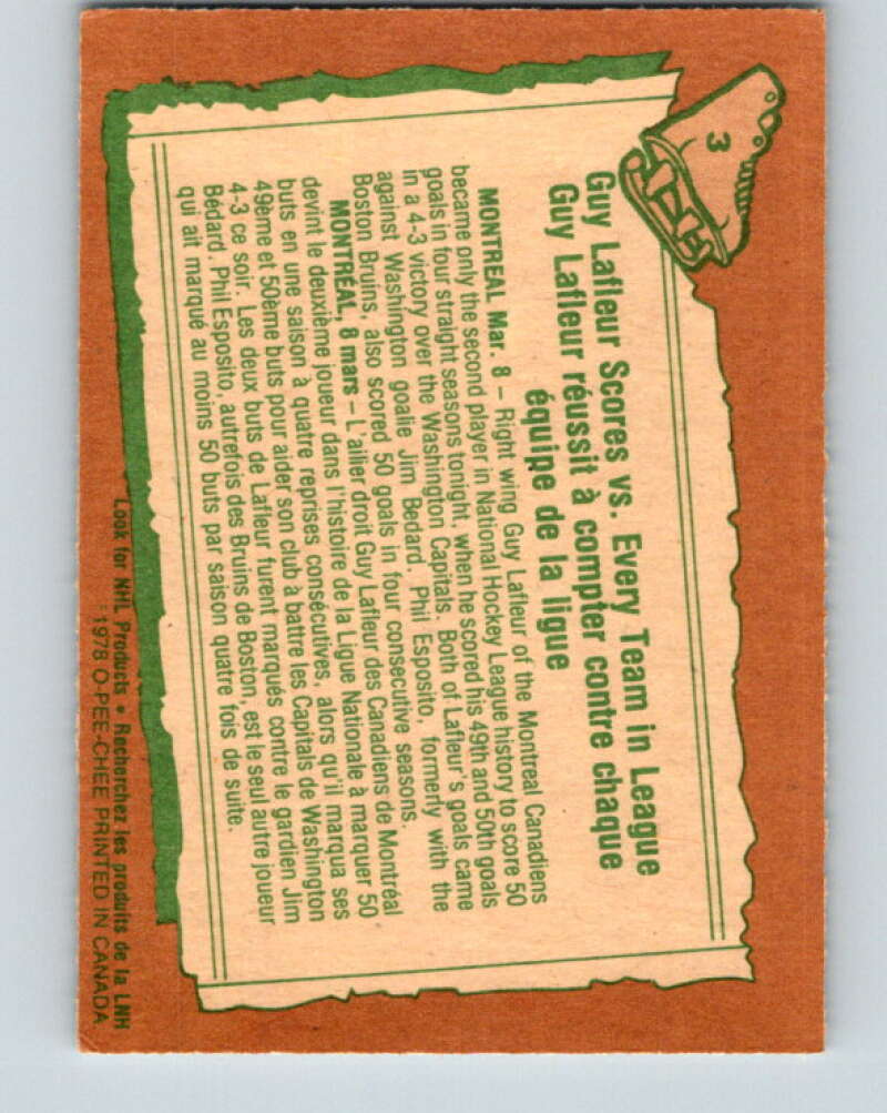 1978-79 O-Pee-Chee #3 Guy Lafleur Montreal Canadiens V20808