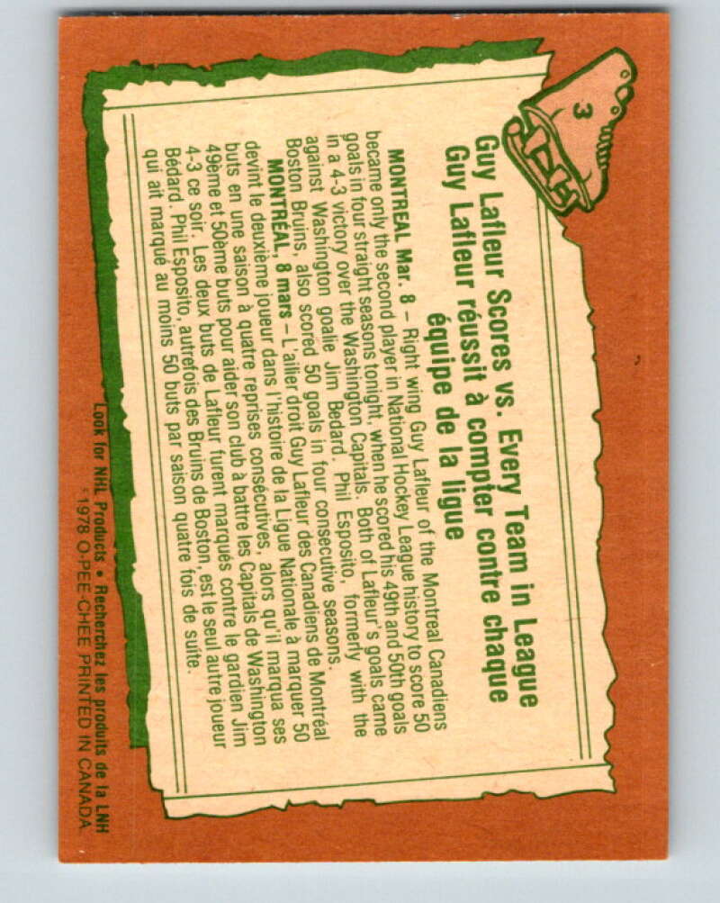 1978-79 O-Pee-Chee #3 Guy Lafleur Montreal Canadiens V20815