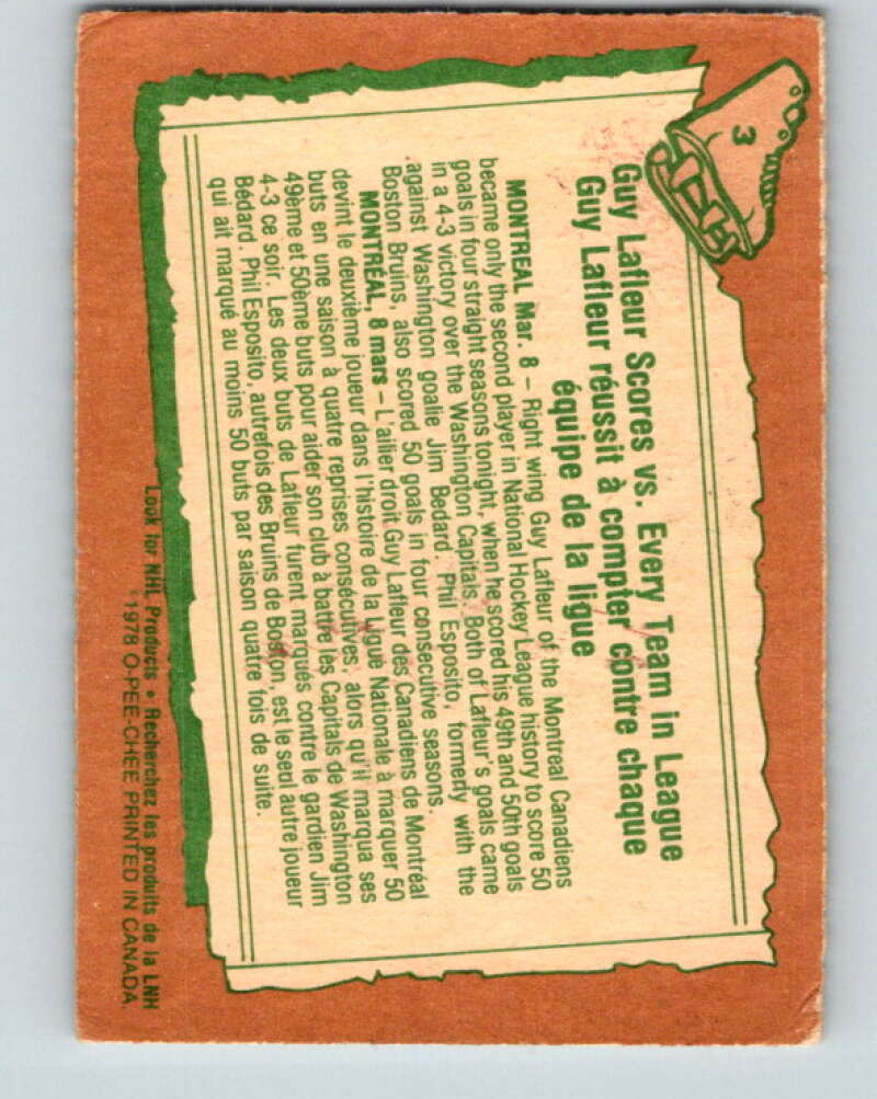 1978-79 O-Pee-Chee #3 Guy Lafleur Montreal Canadiens V20816