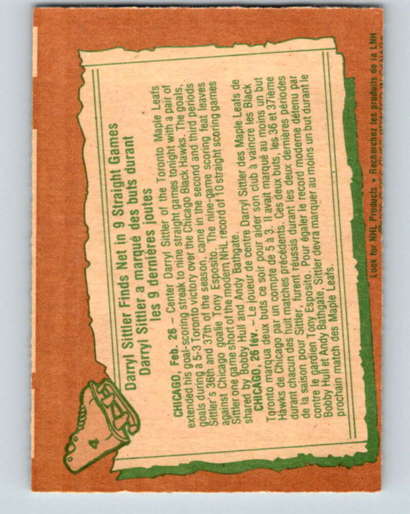 1978-79 O-Pee-Chee #4 Darryl Sittler Toronto Maple Leafs V20821