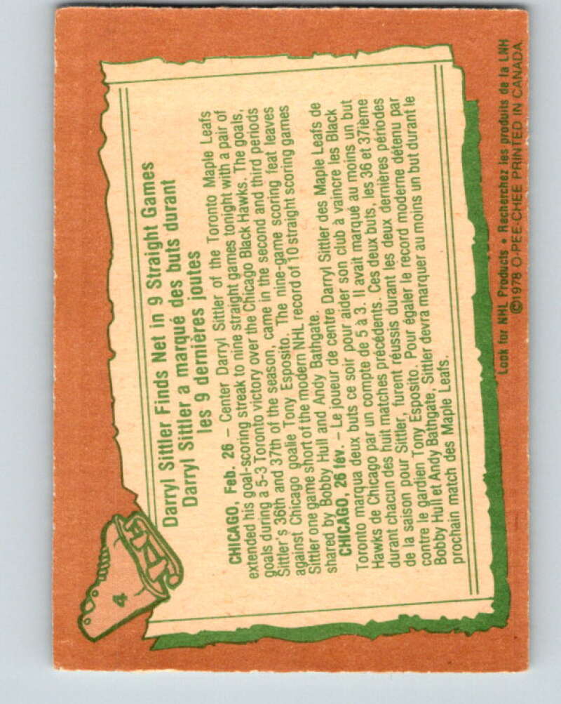 1978-79 O-Pee-Chee #4 Darryl Sittler Toronto Maple Leafs V20831
