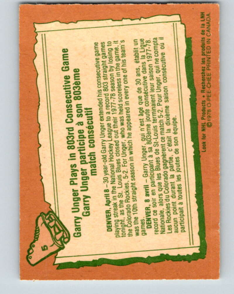 1978-79 O-Pee-Chee #5 Garry Unger St. Louis Blues V20838