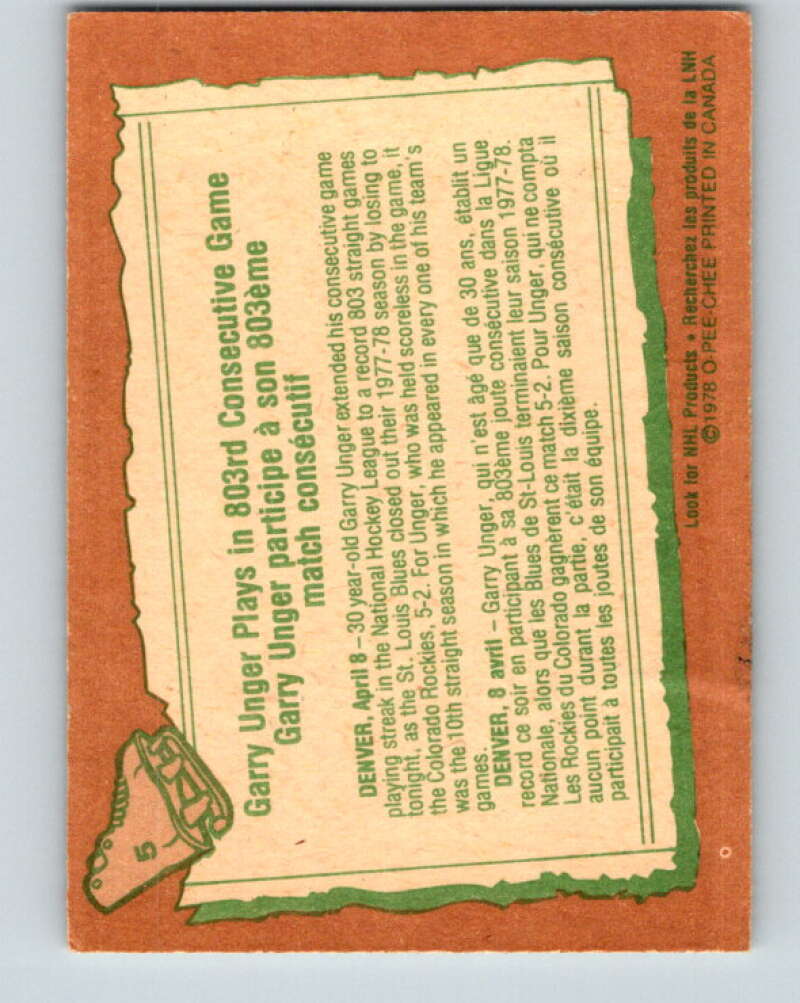 1978-79 O-Pee-Chee #5 Garry Unger St. Louis Blues V20840