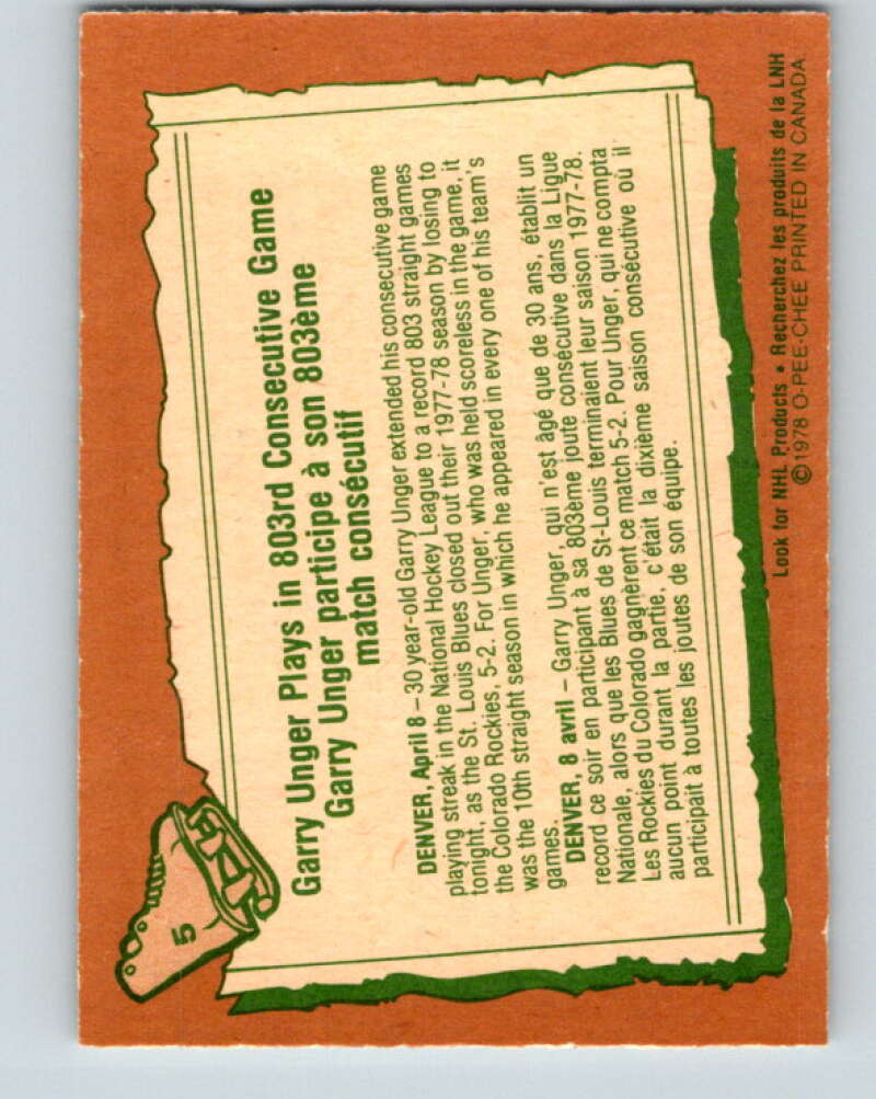 1978-79 O-Pee-Chee #5 Garry Unger St. Louis Blues V20845