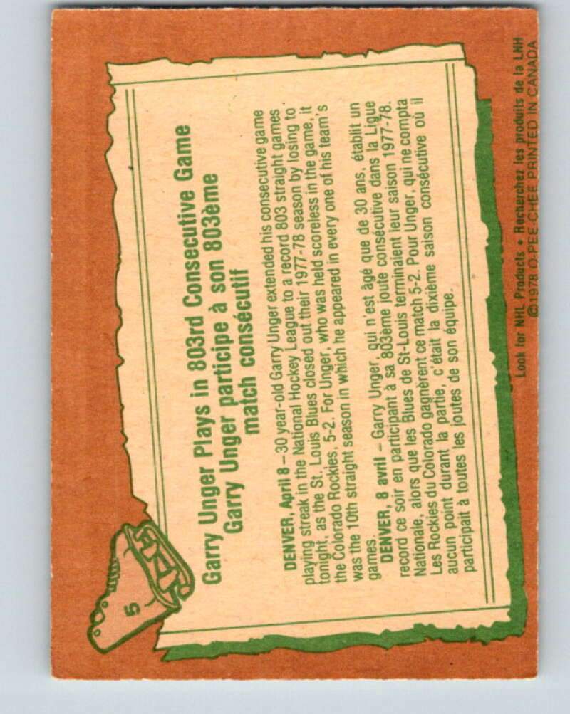 1978-79 O-Pee-Chee #5 Garry Unger St. Louis Blues V20846