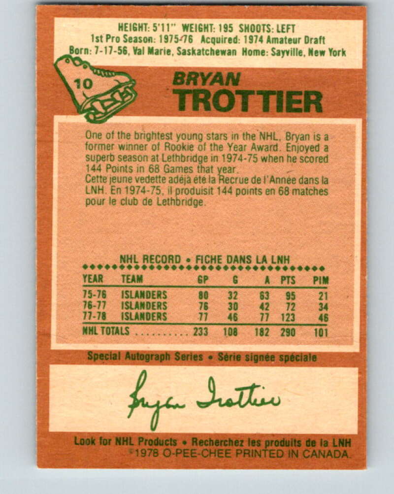 1978-79 O-Pee-Chee #10 Bryan Trottier AS New York Islanders V20904