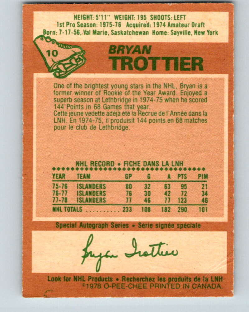 1978-79 O-Pee-Chee #10 Bryan Trottier AS New York Islanders V20907