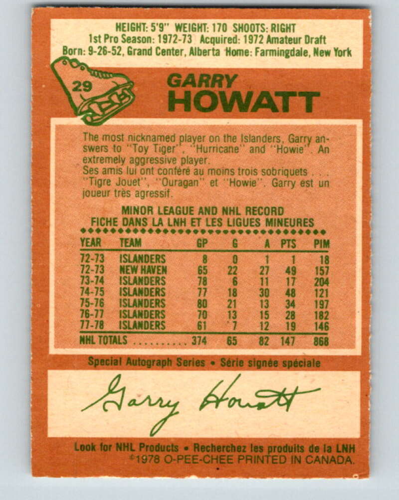 1978-79 O-Pee-Chee #29 Garry Howatt New York Islanders V21198