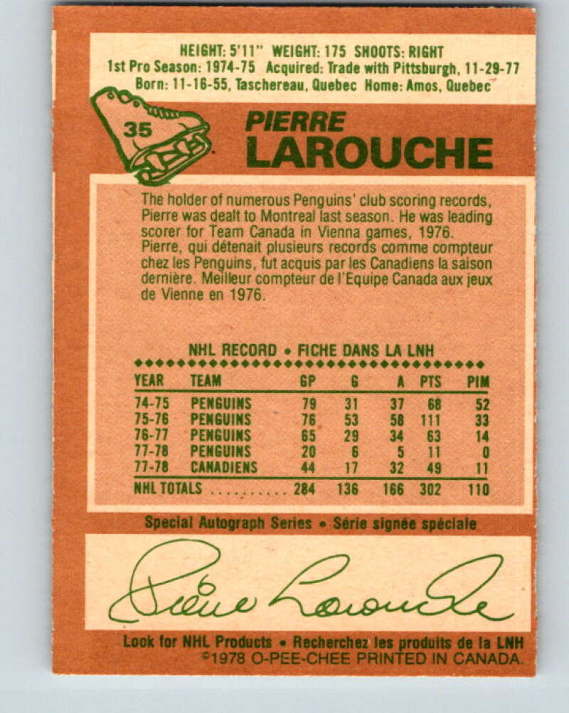 1978-79 O-Pee-Chee #35 Pierre Larouche Montreal Canadiens V21285