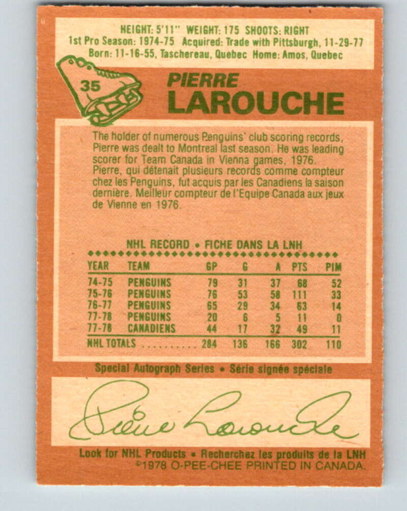 1978-79 O-Pee-Chee #35 Pierre Larouche Montreal Canadiens V21286