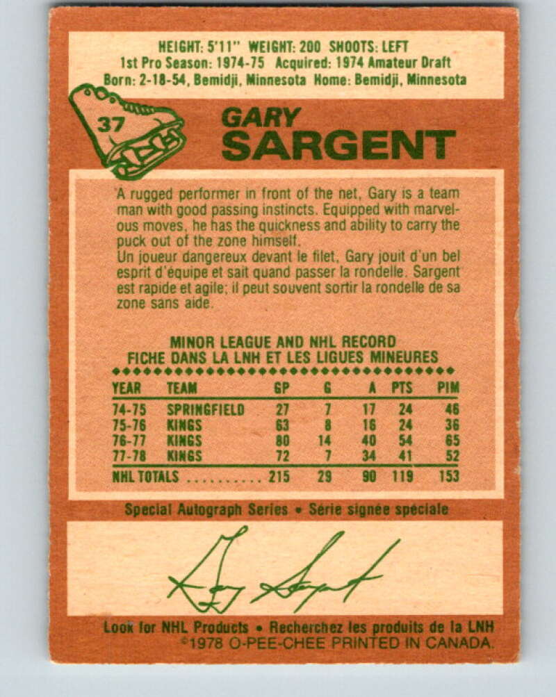 1978-79 O-Pee-Chee #37 Gary Sargent Minnesota North Stars V21316