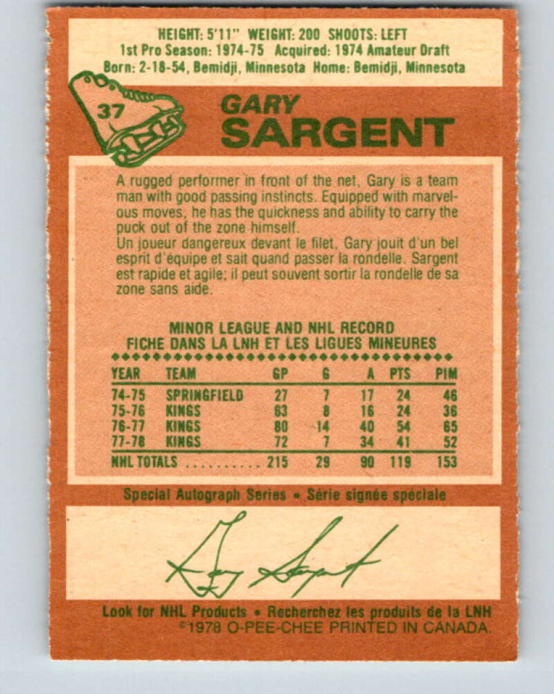 1978-79 O-Pee-Chee #37 Gary Sargent Minnesota North Stars V21323