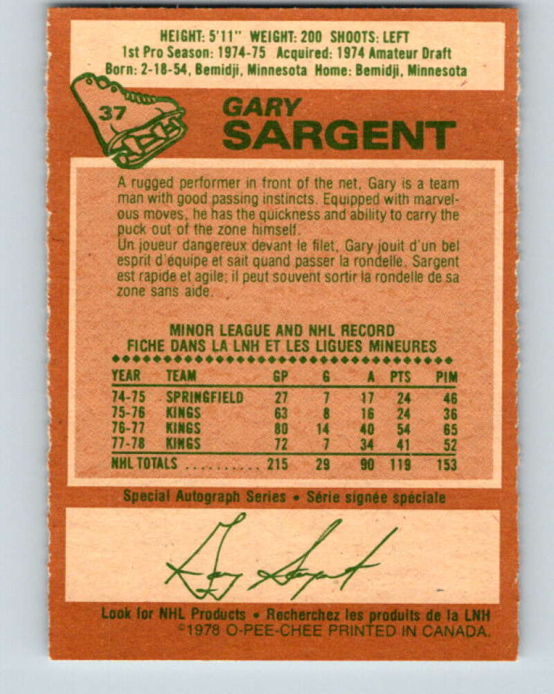 1978-79 O-Pee-Chee #37 Gary Sargent Minnesota North Stars V21325