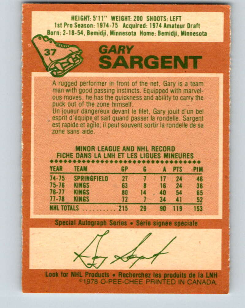 1978-79 O-Pee-Chee #37 Gary Sargent Minnesota North Stars V21327