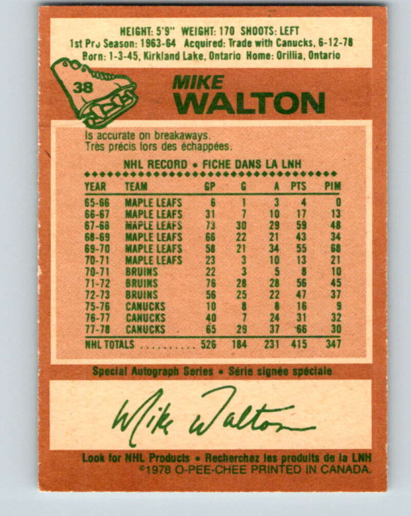 1978-79 O-Pee-Chee #38 Mike Walton St. Louis Blues V21332
