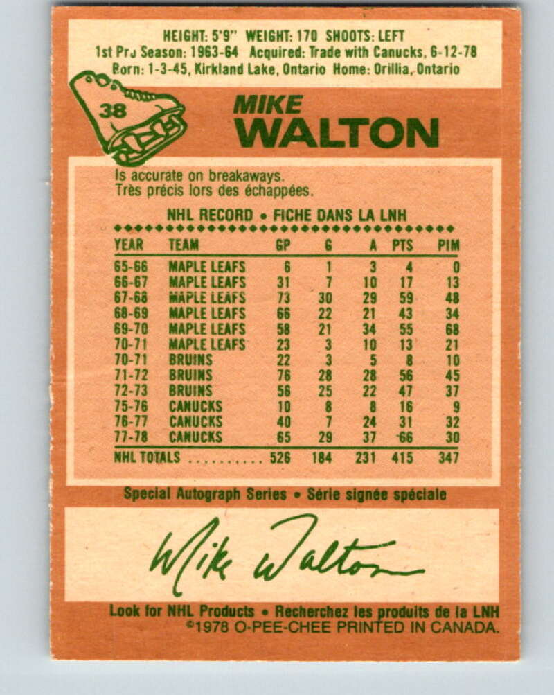 1978-79 O-Pee-Chee #38 Mike Walton St. Louis Blues V21334