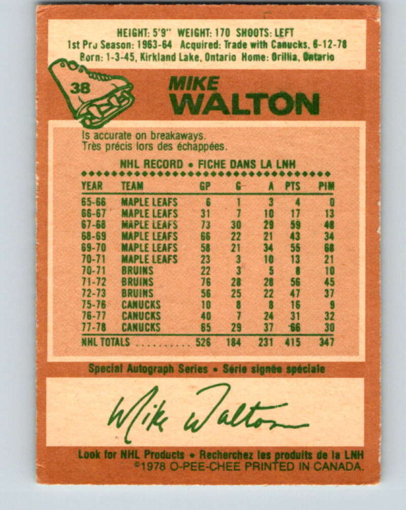 1978-79 O-Pee-Chee #38 Mike Walton St. Louis Blues V21335