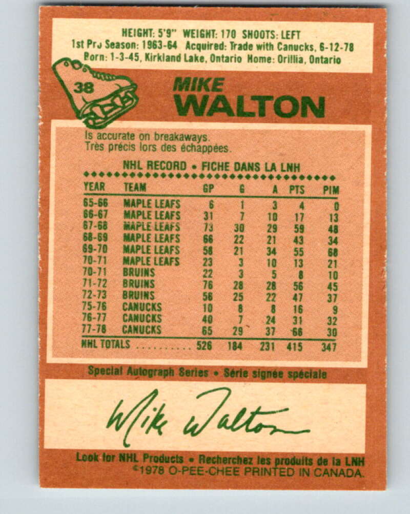 1978-79 O-Pee-Chee #38 Mike Walton St. Louis Blues V21336
