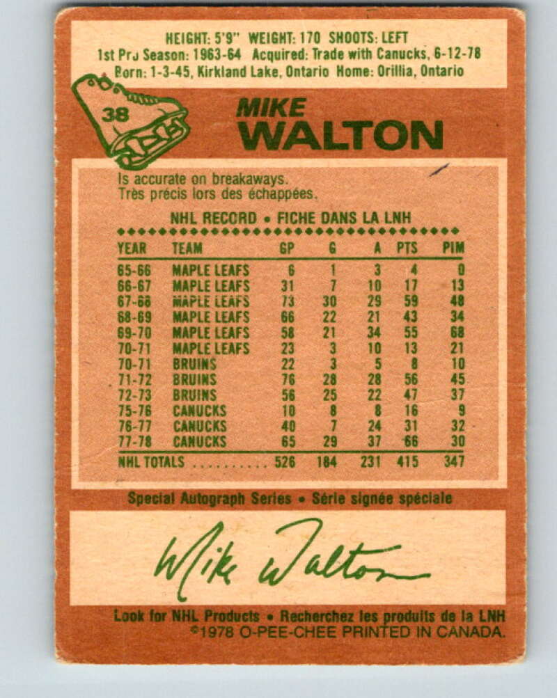 1978-79 O-Pee-Chee #38 Mike Walton St. Louis Blues V21340