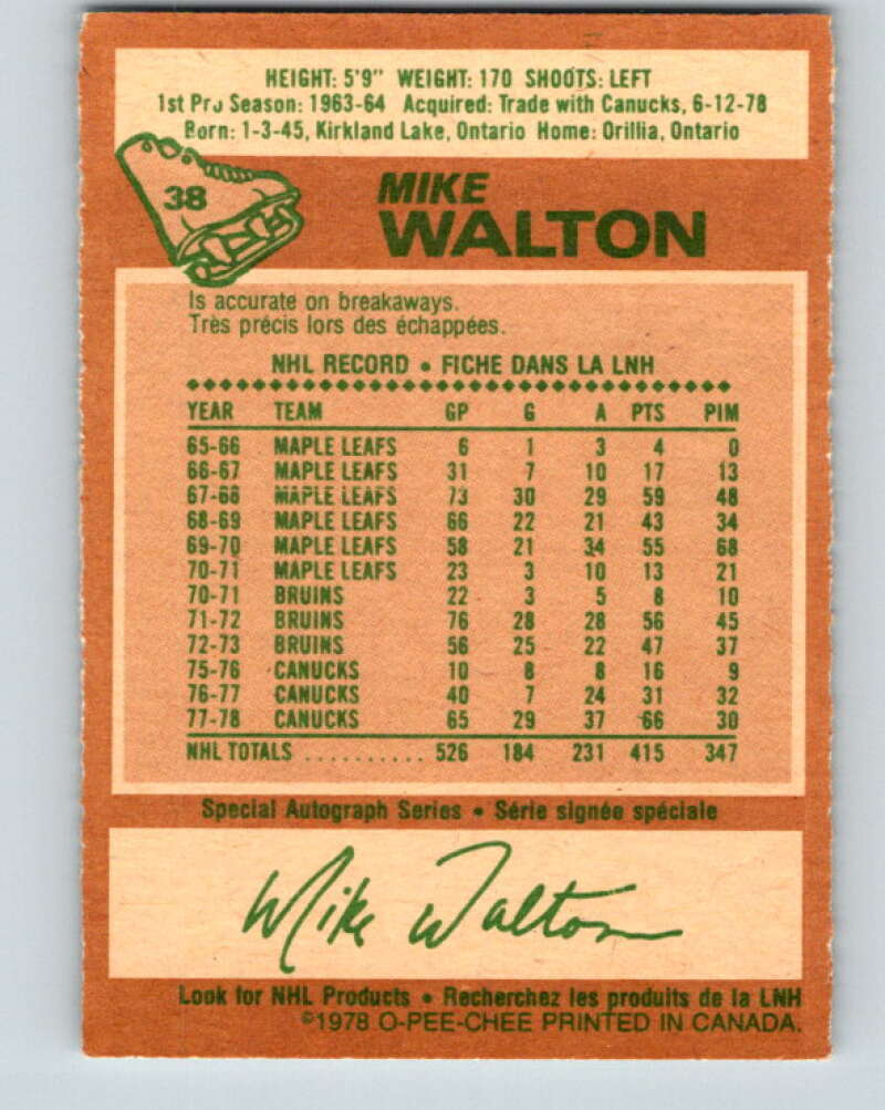 1978-79 O-Pee-Chee #38 Mike Walton St. Louis Blues V21342