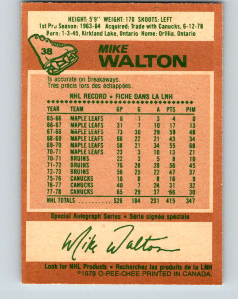 1978-79 O-Pee-Chee #38 Mike Walton St. Louis Blues V21343