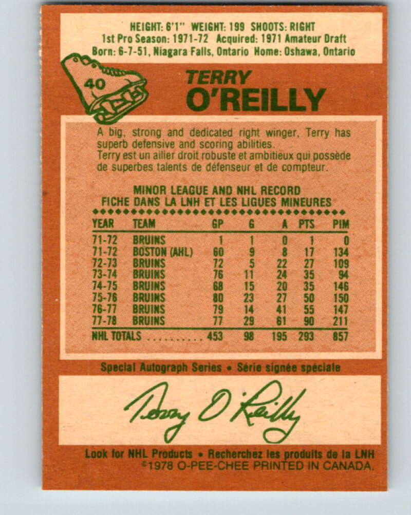 1978-79 O-Pee-Chee #40 Terry O'Reilly AS Boston Bruins V21365