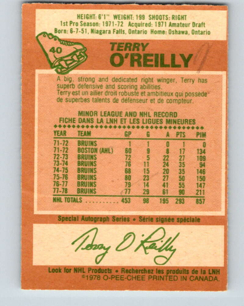 1978-79 O-Pee-Chee #40 Terry O'Reilly AS Boston Bruins V21368
