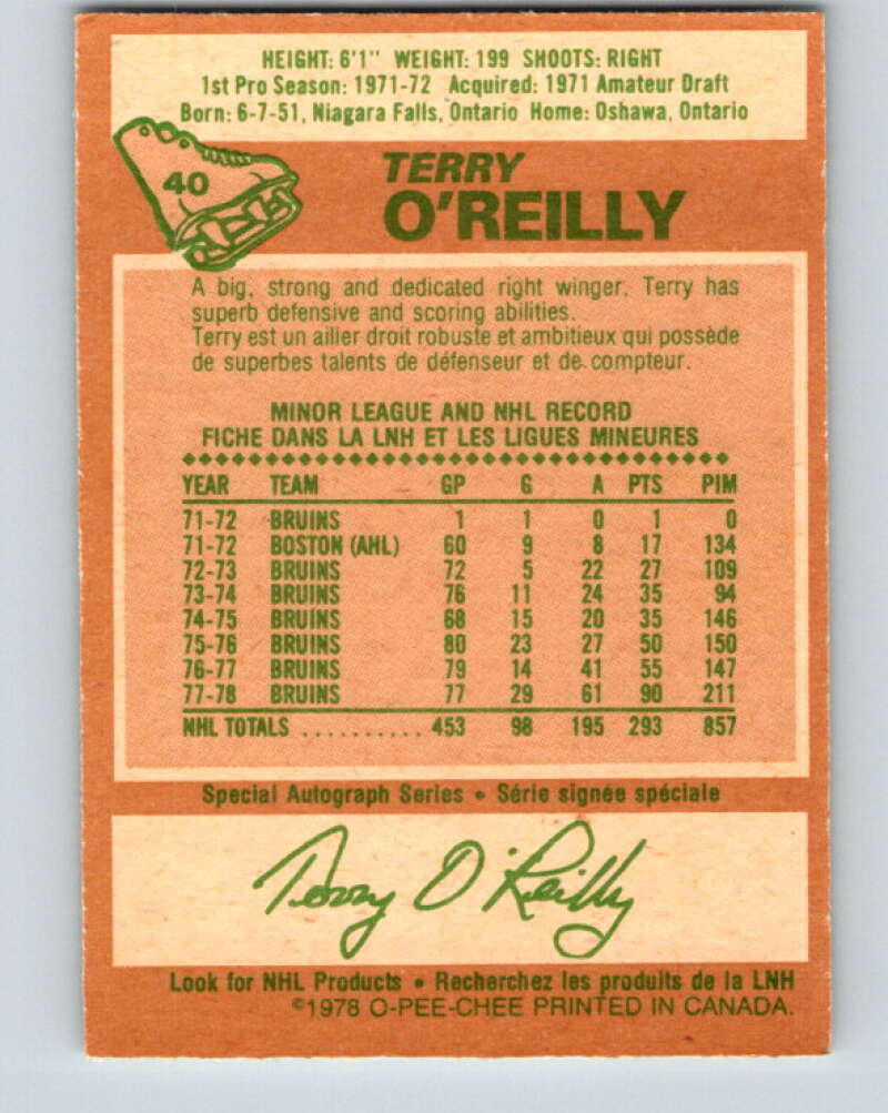1978-79 O-Pee-Chee #40 Terry O'Reilly AS Boston Bruins V21375