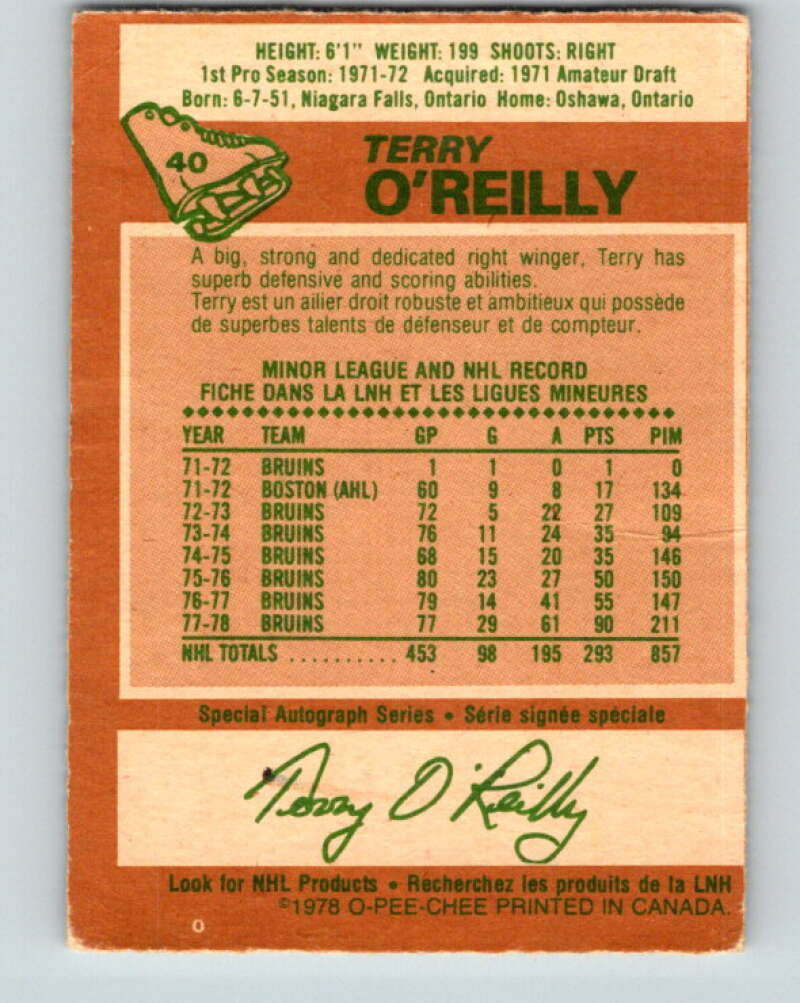 1978-79 O-Pee-Chee #40 Terry O'Reilly AS Boston Bruins V21381