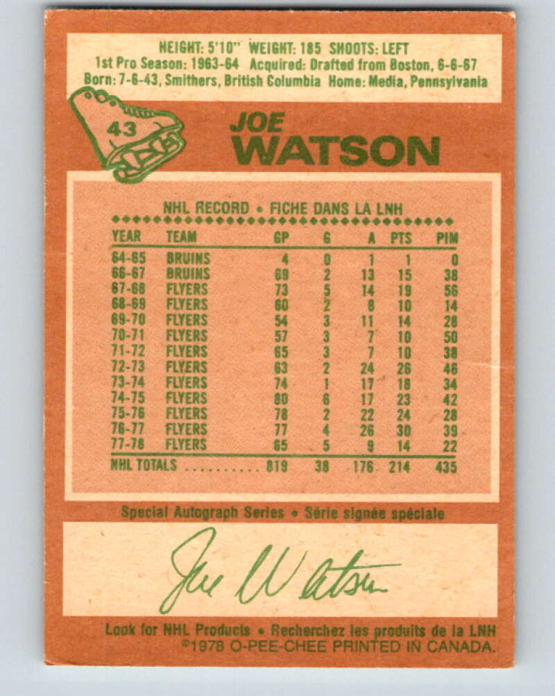 1978-79 O-Pee-Chee #43 Joe Watson Colorado Rockies V21430