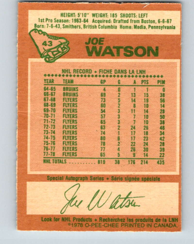 1978-79 O-Pee-Chee #43 Joe Watson Colorado Rockies V21432