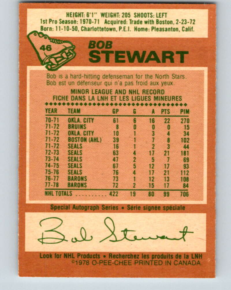1978-79 O-Pee-Chee #46 Bob Stewart St. Louis Blues V21492